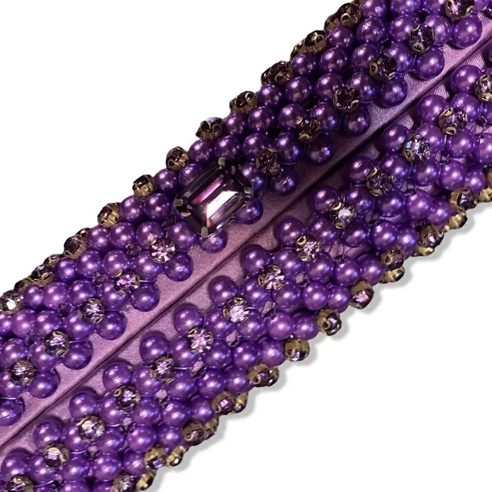 Retrofete Lydia Pearl Crystal bag clutch purple evening purse rhinestone event